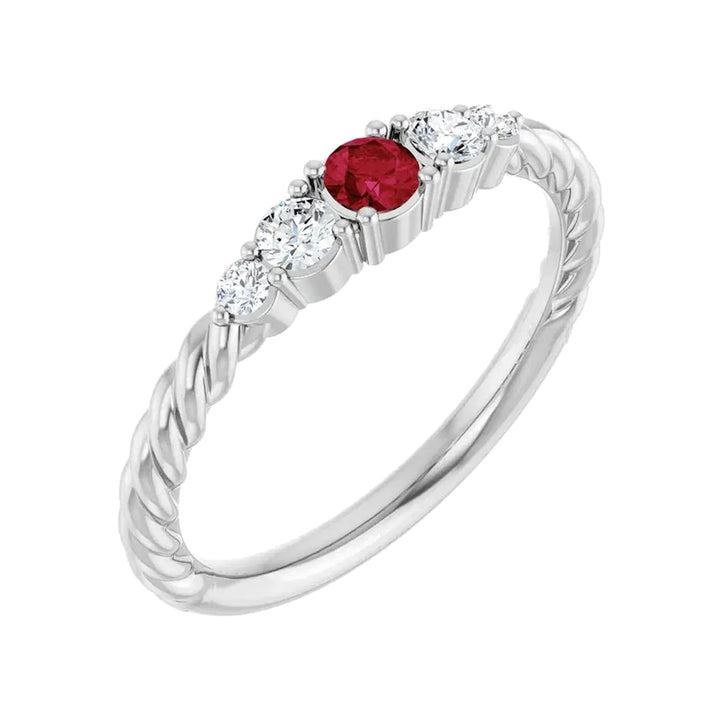 14K Gemstone &amp; Lab-Grown Diamond Stackable Ring