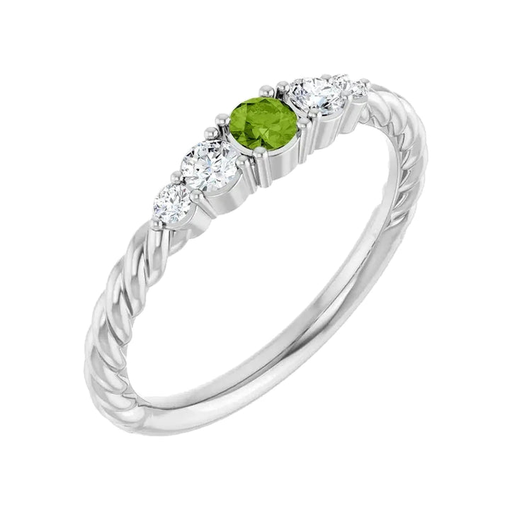 14K Gemstone &amp; Lab-Grown Diamond Stackable Ring