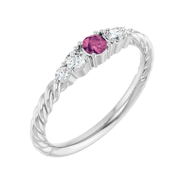 14K Gemstone &amp; Lab-Grown Diamond Stackable Ring