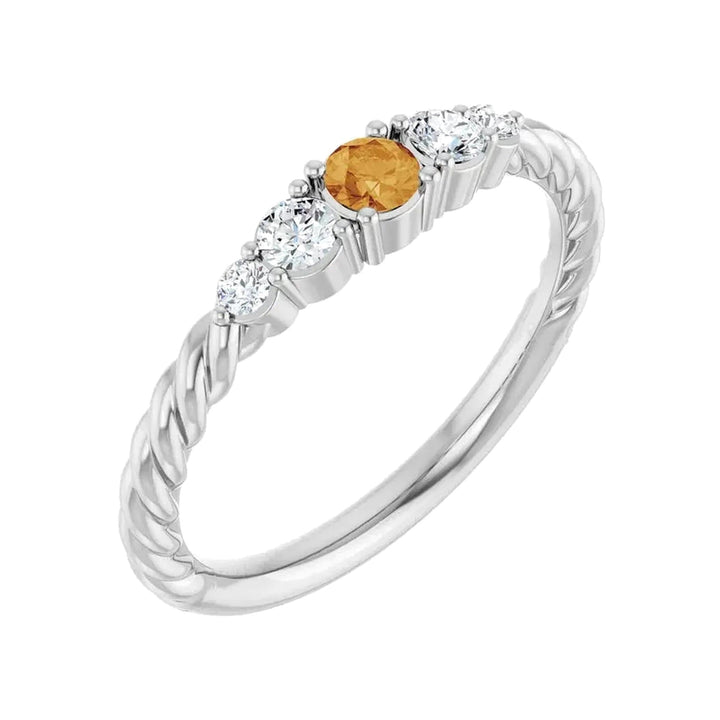 14K Gemstone &amp; Lab-Grown Diamond Stackable Ring