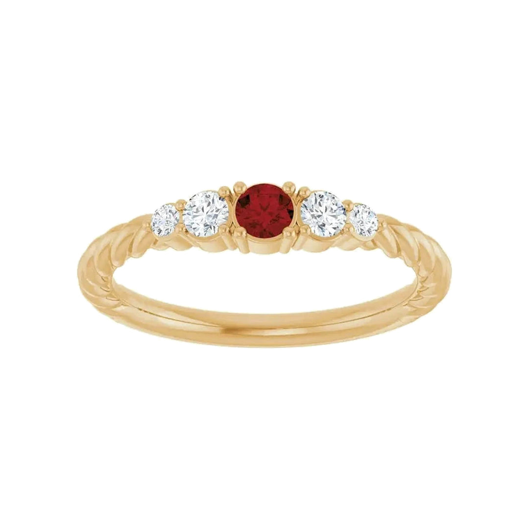 14K Gemstone &amp; Lab-Grown Diamond Stackable Ring – 14K Yellow Gold – Front