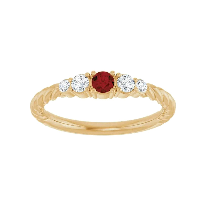 14K Gemstone &amp; Lab-Grown Diamond Stackable Ring – 14K Yellow Gold – Front