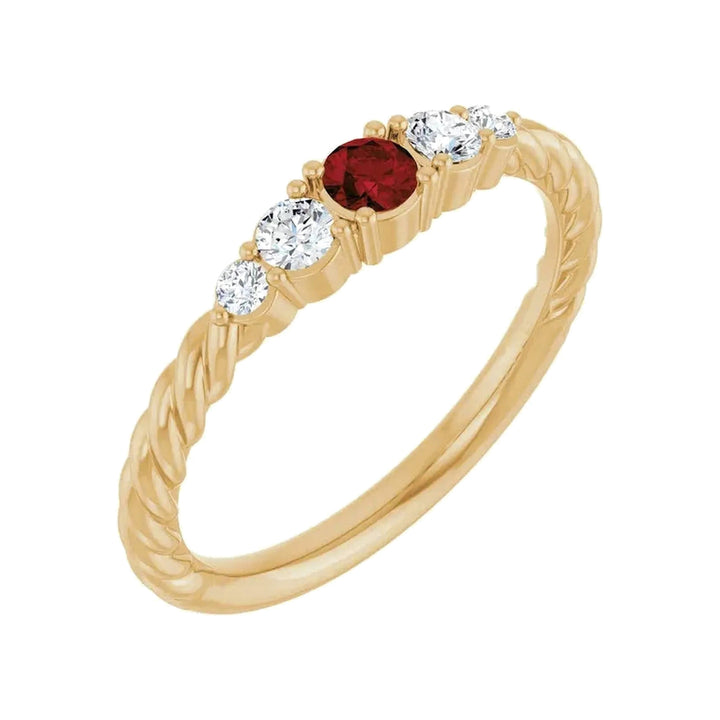 14K Gemstone &amp; Lab-Grown Diamond Stackable Ring – 14K Yellow Gold – Alternate View