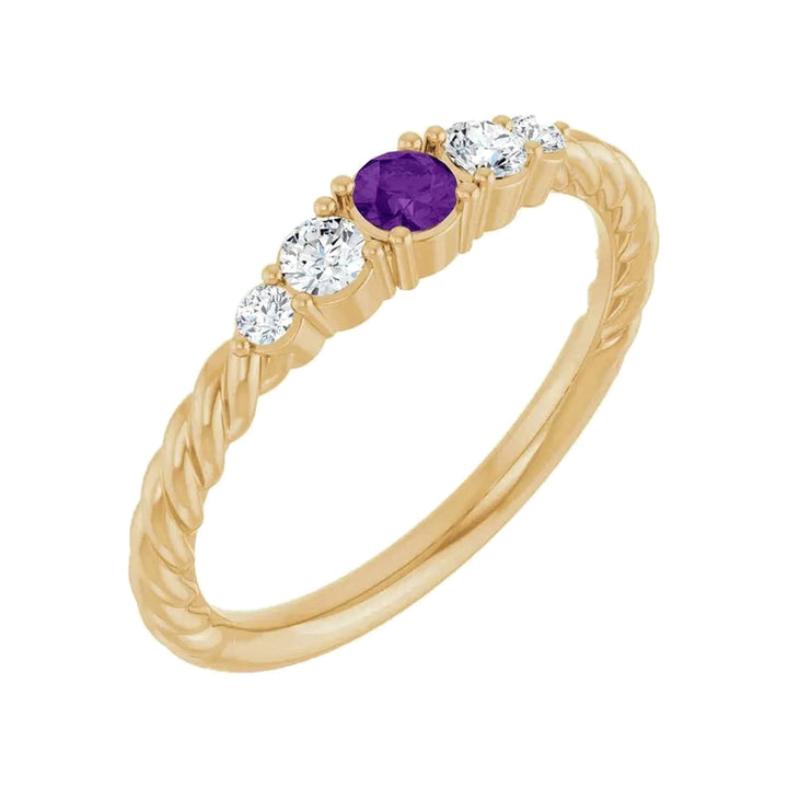 14K Gemstone &amp; Lab-Grown Diamond Stackable Ring – 14K Yellow Gold – Alternate View
