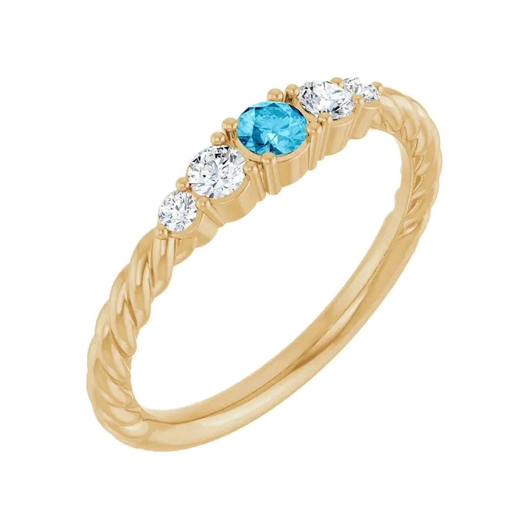 14K Gemstone &amp; Lab-Grown Diamond Stackable Ring – 14K Yellow Gold – Alternate View