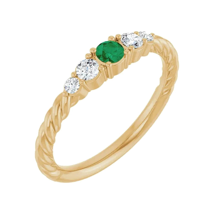 14K Gemstone &amp; Lab-Grown Diamond Stackable Ring – 14K Yellow Gold – Alternate View