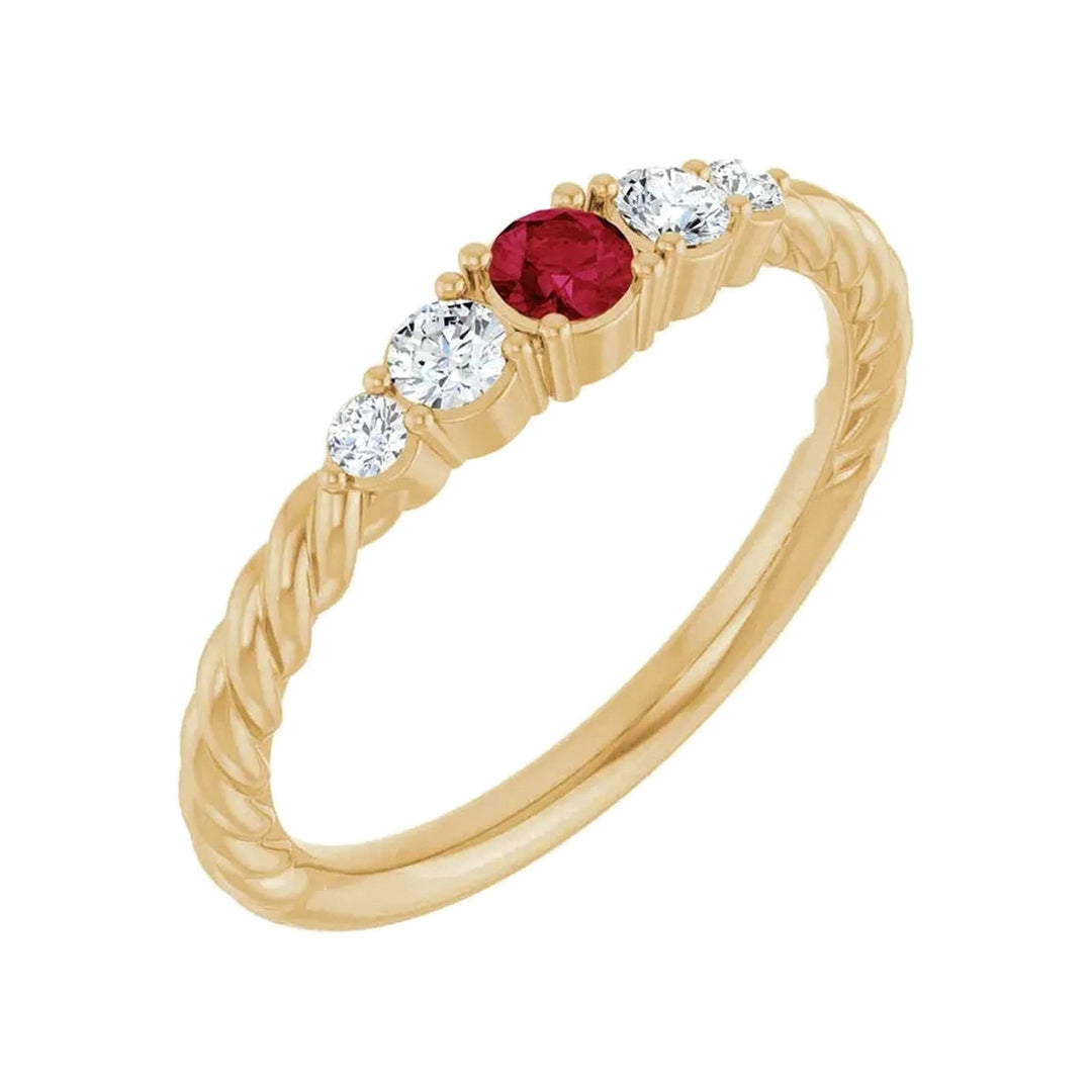 14K Gemstone &amp; Lab-Grown Diamond Stackable Ring – 14K Yellow Gold – Alternate View