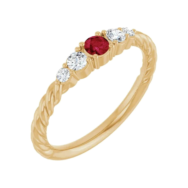 14K Gemstone &amp; Lab-Grown Diamond Stackable Ring – 14K Yellow Gold – Alternate View
