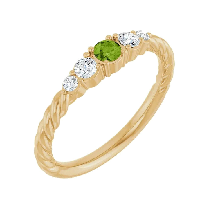 14K Gemstone &amp; Lab-Grown Diamond Stackable Ring – 14K Yellow Gold – Alternate View