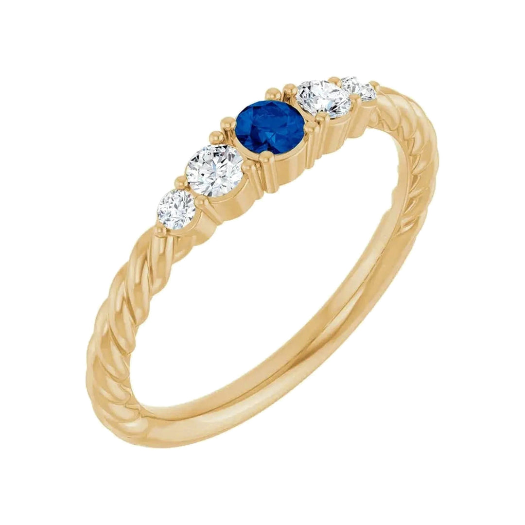 14K Gemstone &amp; Lab-Grown Diamond Stackable Ring – 14K Yellow Gold – Alternate View