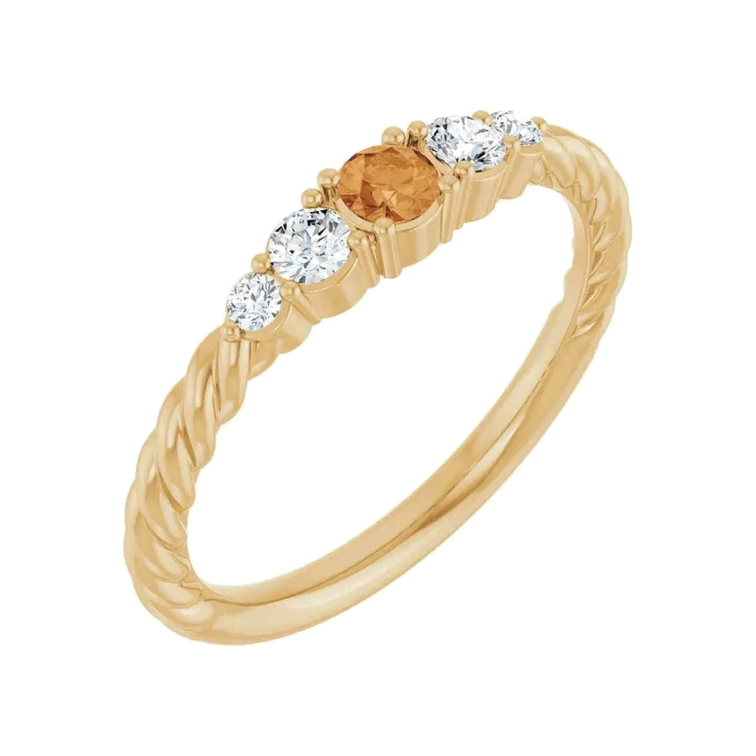 14K Gemstone &amp; Lab-Grown Diamond Stackable Ring – 14K Yellow Gold – Alternate View