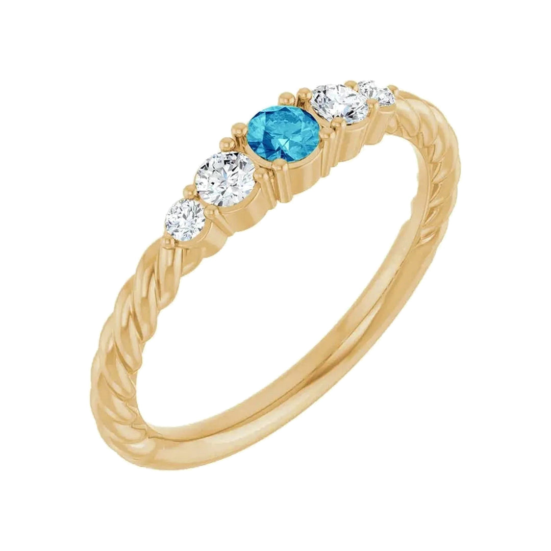 14K Gemstone &amp; Lab-Grown Diamond Stackable Ring – 14K Yellow Gold – Alternate View