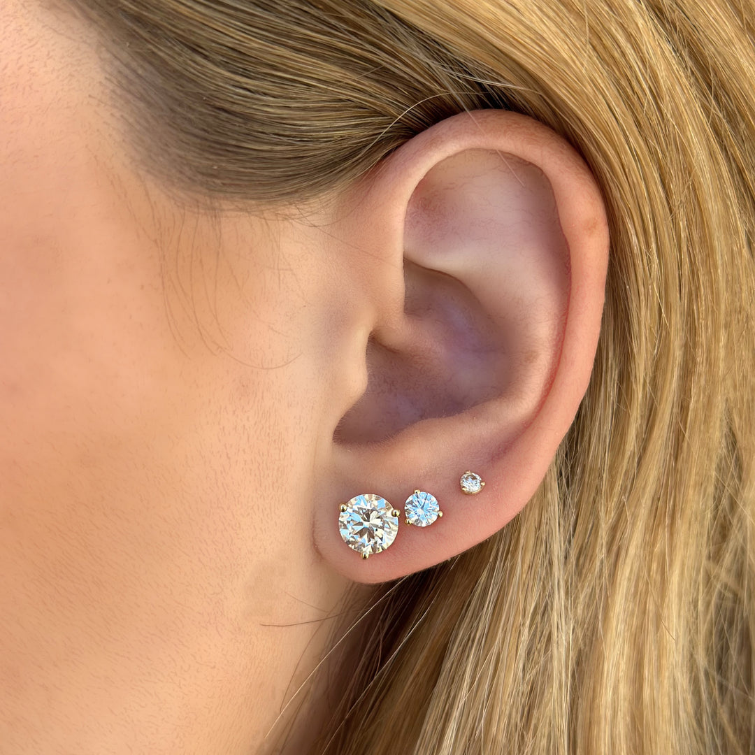 14K Lab Grown Diamond 3-Prong Martini Studs-Embark Fine Jewelry