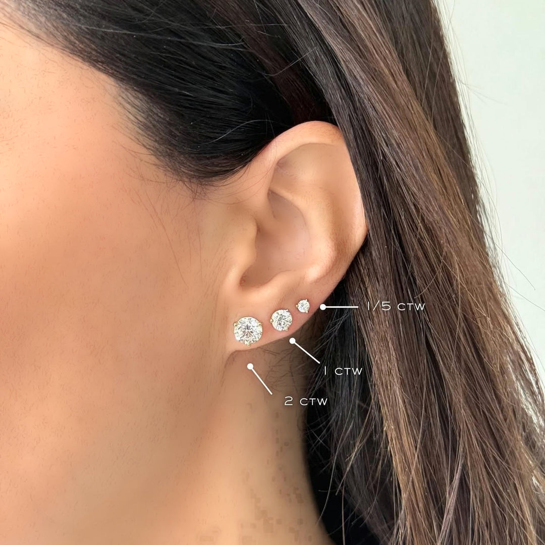 14K Lab Grown Diamond 3-Prong Martini Studs-Embark Fine Jewelry
