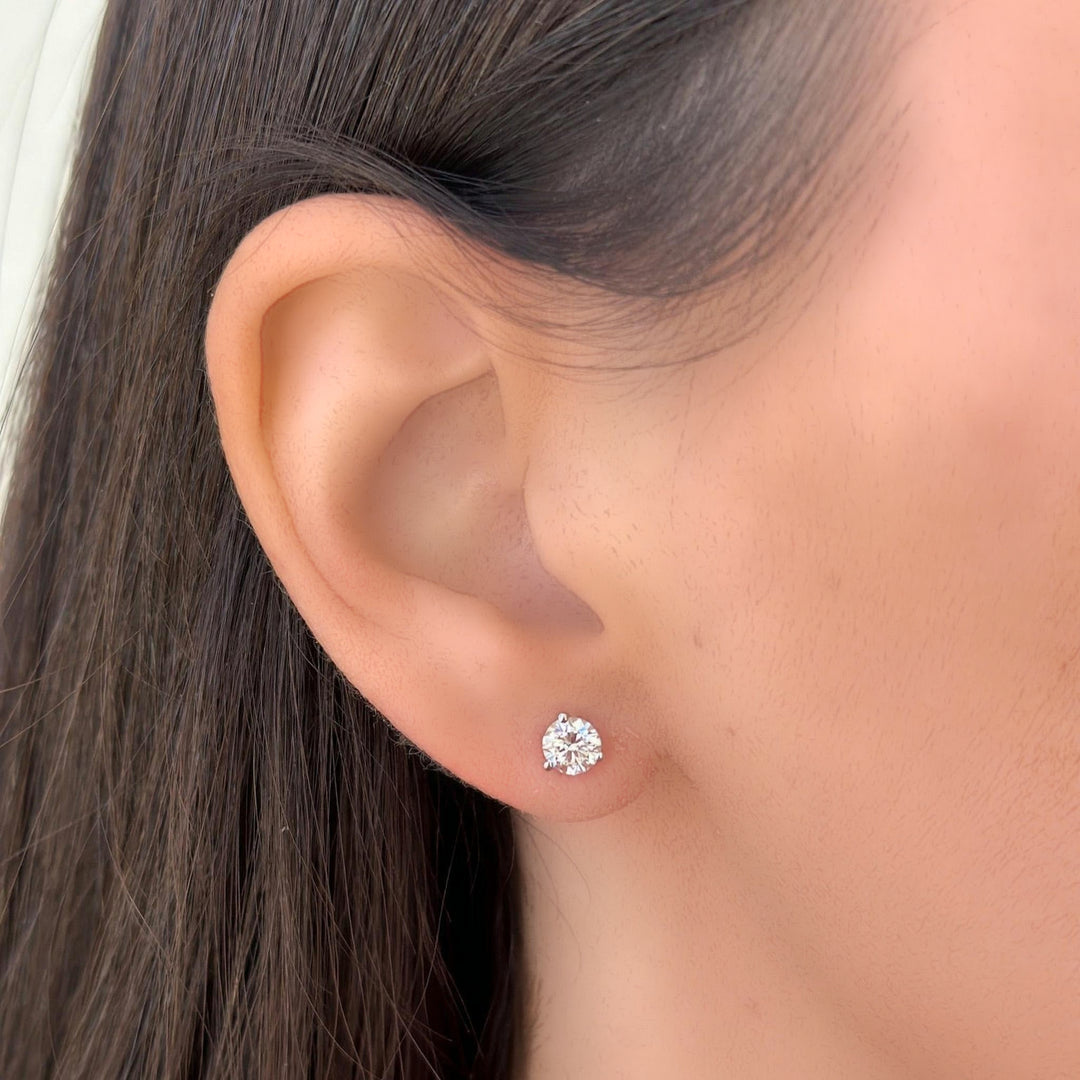 14K Natural Diamond 3-Prong Martini Studs-Embark Fine Jewelry