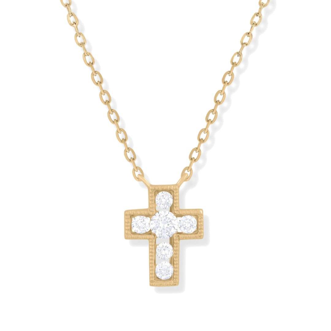 14K Mini Channel-Set Diamond Cross Necklace-Embark Fine Jewelry