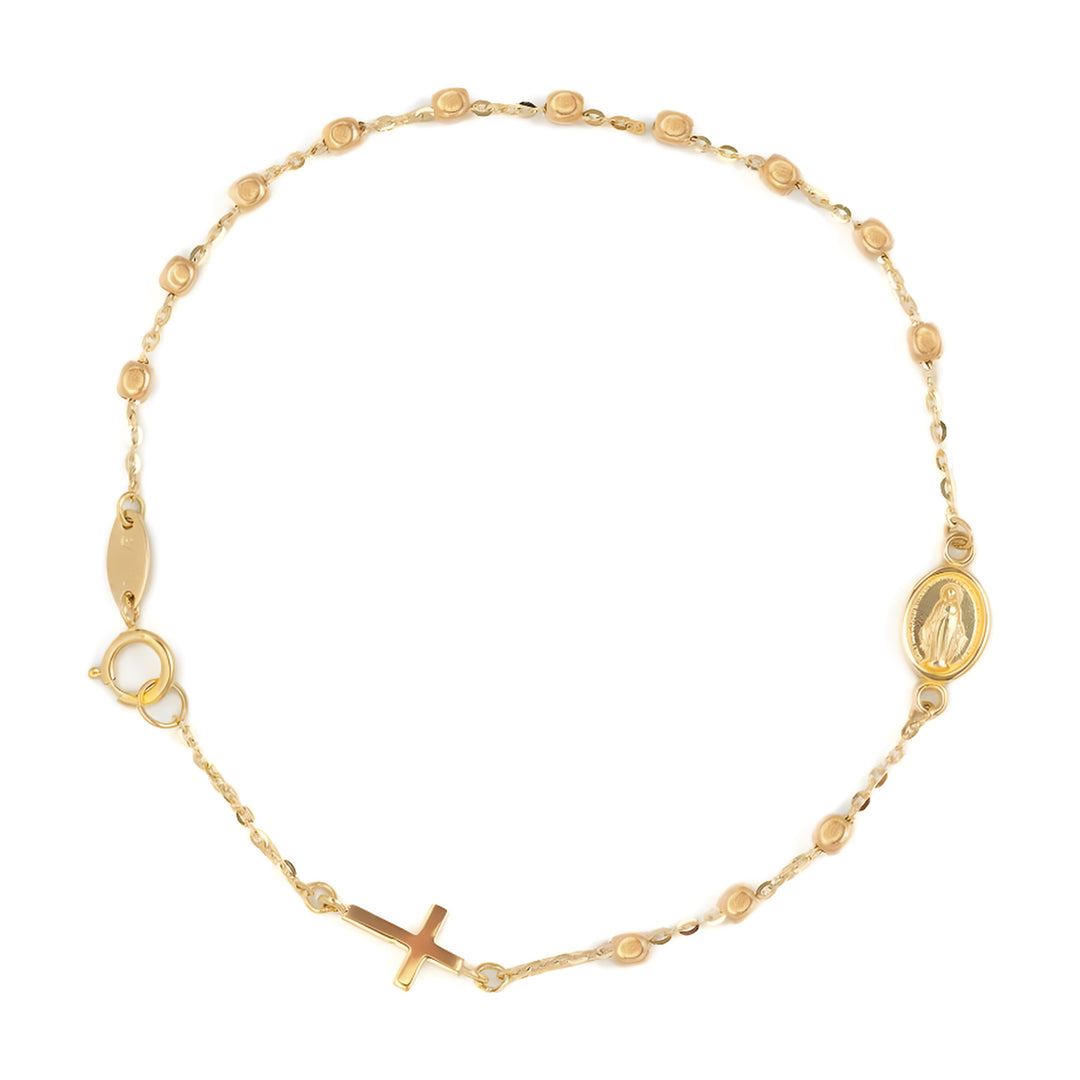 14K Mini Miraculous Medal &amp; Cross Rosary Bracelet-Embark Fine Jewelry