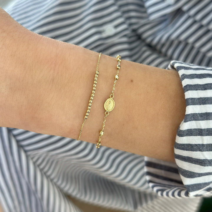 14K Mini Miraculous Medal &amp; Cross Rosary Bracelet-Embark Fine Jewelry