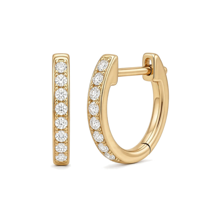 14K Natural Diamond Small Huggie Hoops