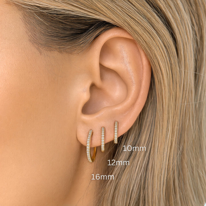 14K Natural Diamond Small Huggie Hoops