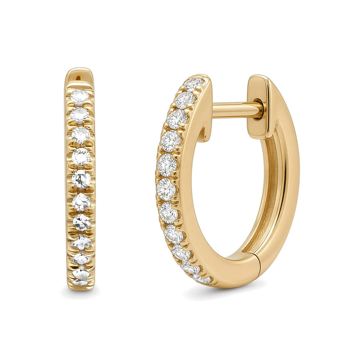 14K Natural Diamond Small Huggie Hoops