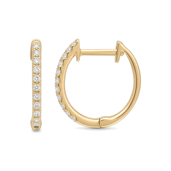 14K Natural Diamond Small Huggie Hoops