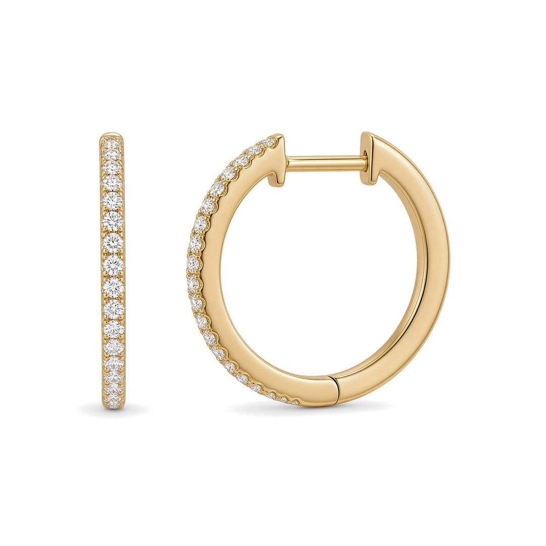 14K Natural Diamond Small Huggie Hoops