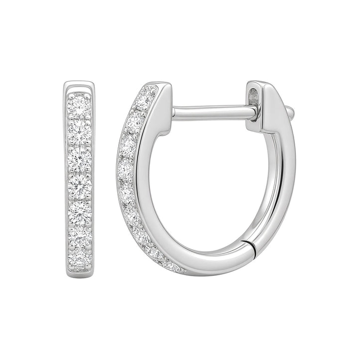 14K Natural Diamond Small Huggie Hoops