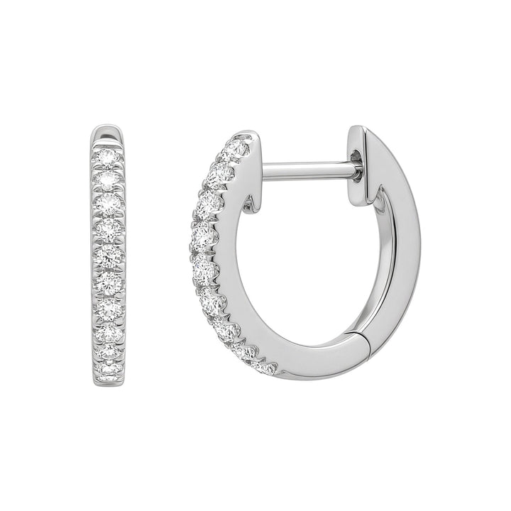 14K Natural Diamond Small Huggie Hoops