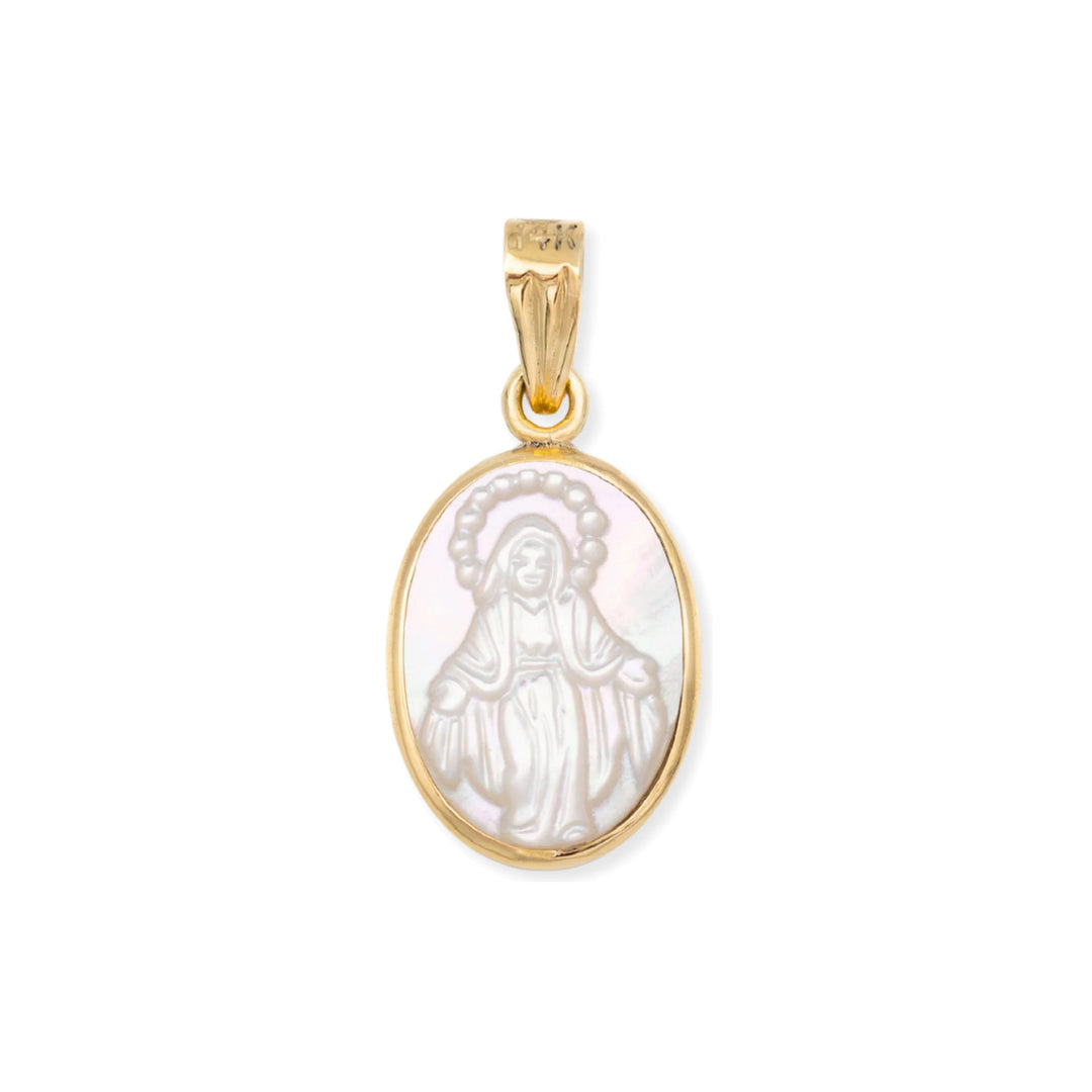 14K Oval Mother of Pearl Medal Pendant-Embark Fine Jewelry
