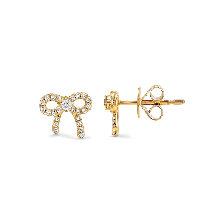 14K Pave Bow Studs