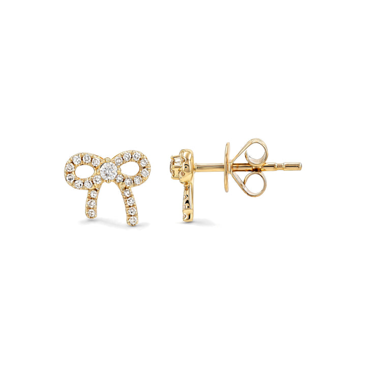 14K Pave Bow Studs