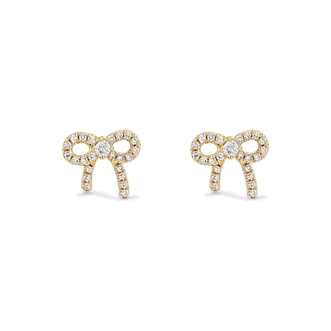 14K Pave Bow Studs-Embark Fine Jewelry