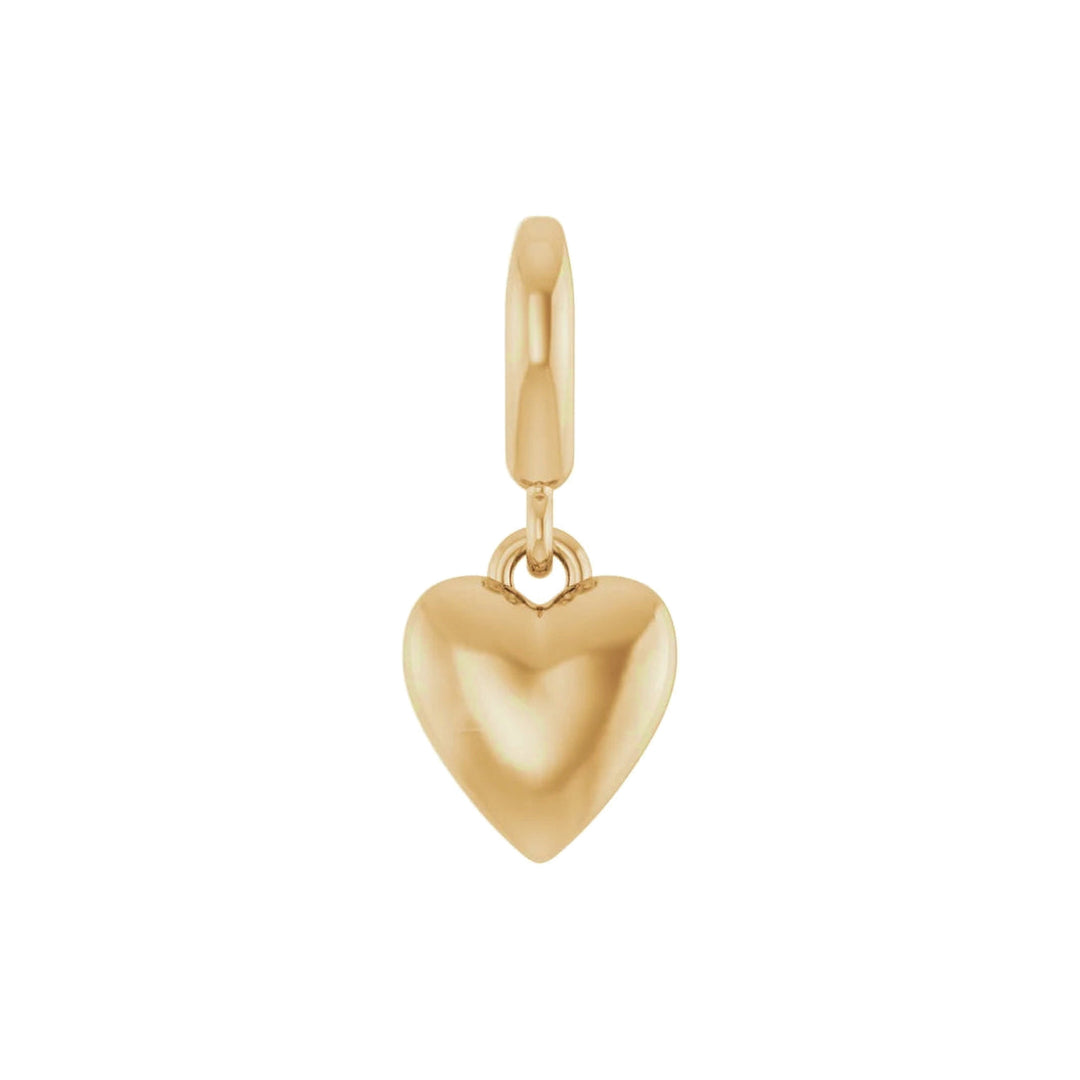 14KY Puffed Heart Charm Front View-Embark Fine Jewelry