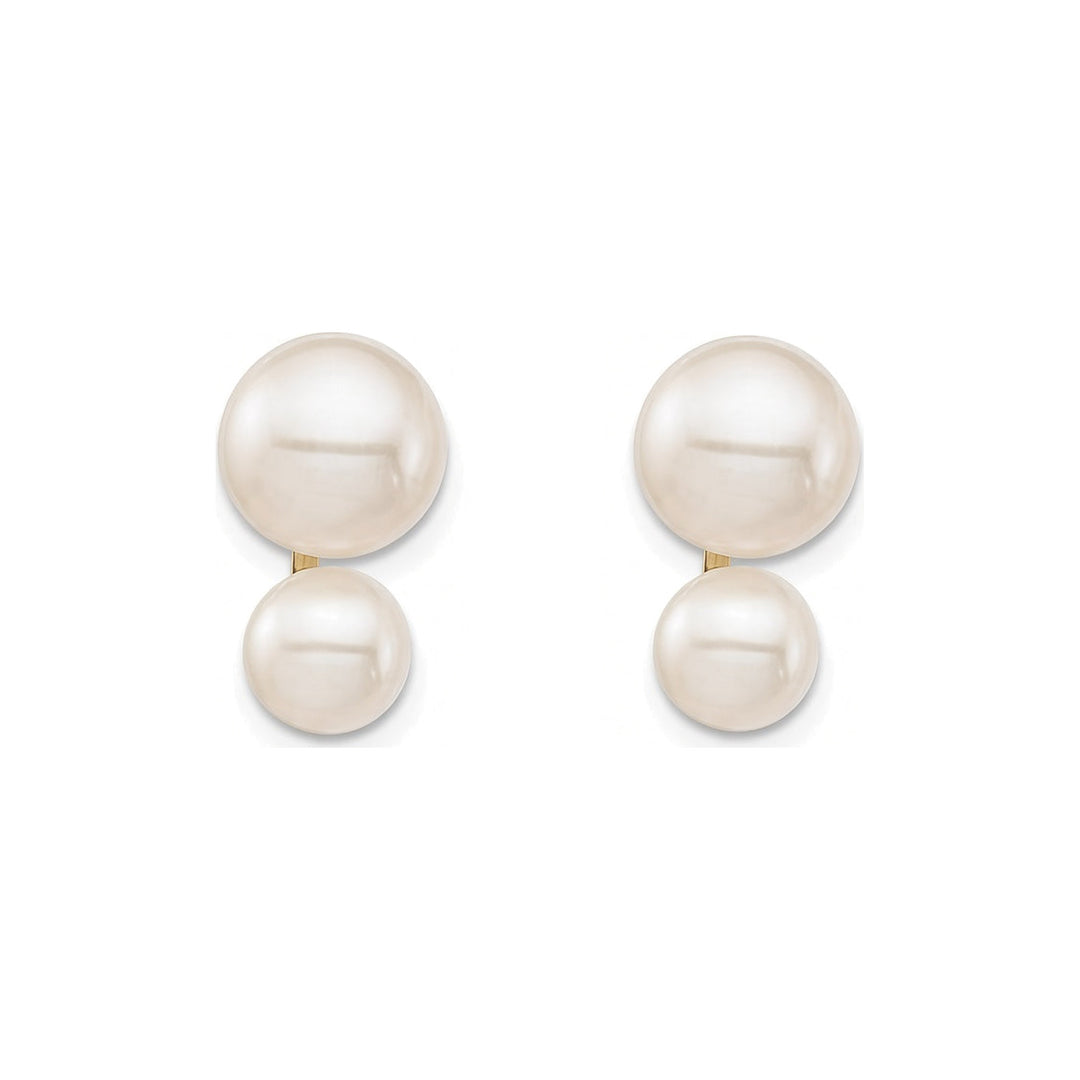 14K Round Freshwater Cultured Double Pearl Earrings