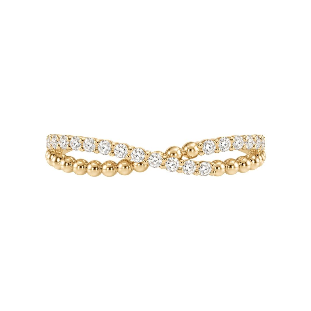 14K Round Lab-Grown Criss Cross Anniversary Band – 14K Yellow Gold – Front