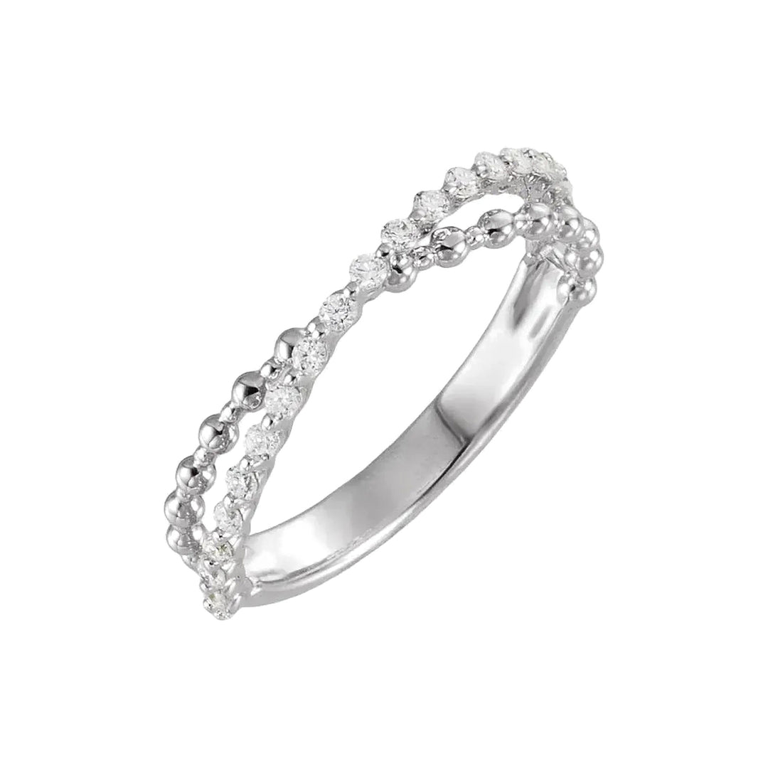 14K Round Lab-Grown Criss Cross Anniversary Band