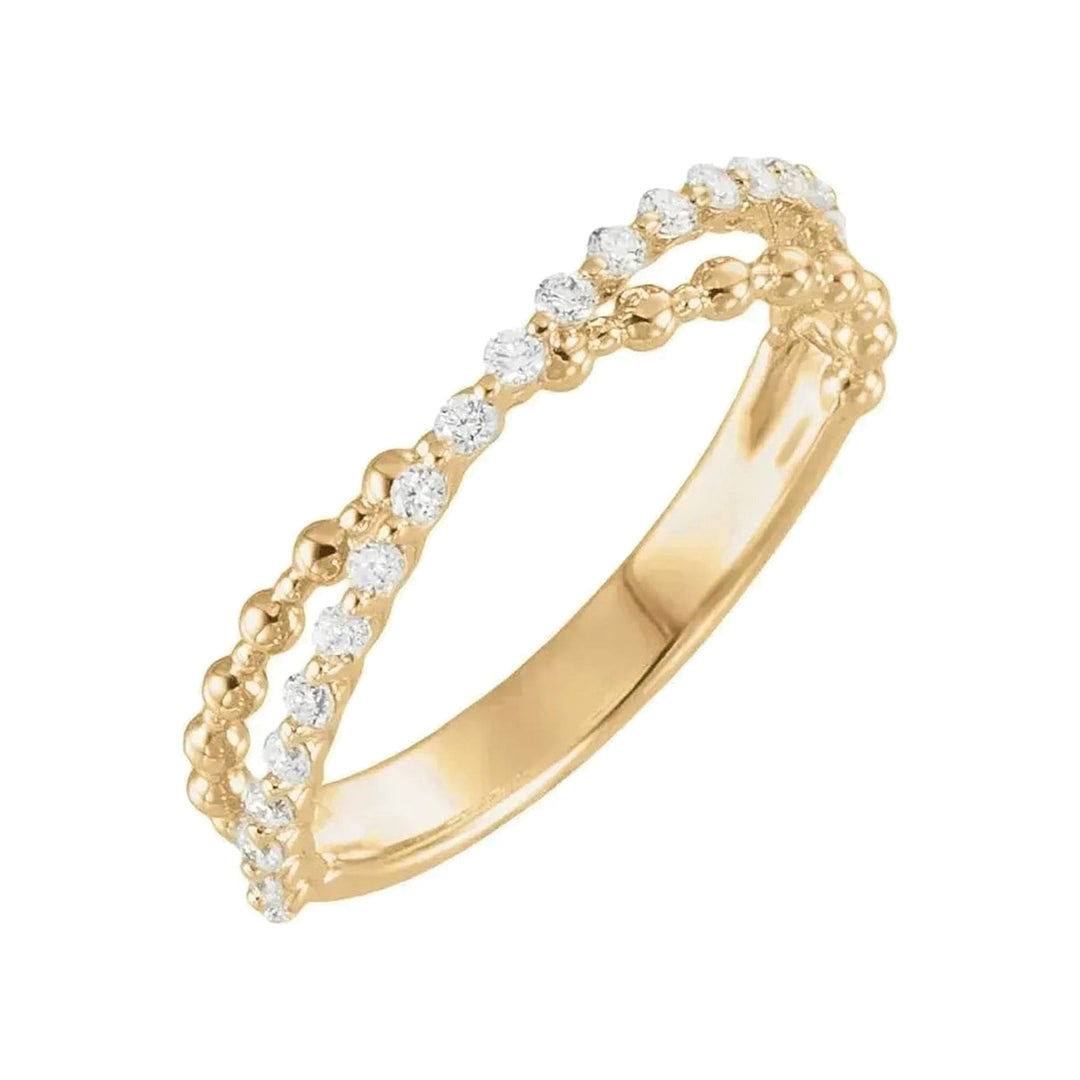 14K Round Lab-Grown Criss Cross Anniversary Band – 14K Yellow Gold – Alternate View
