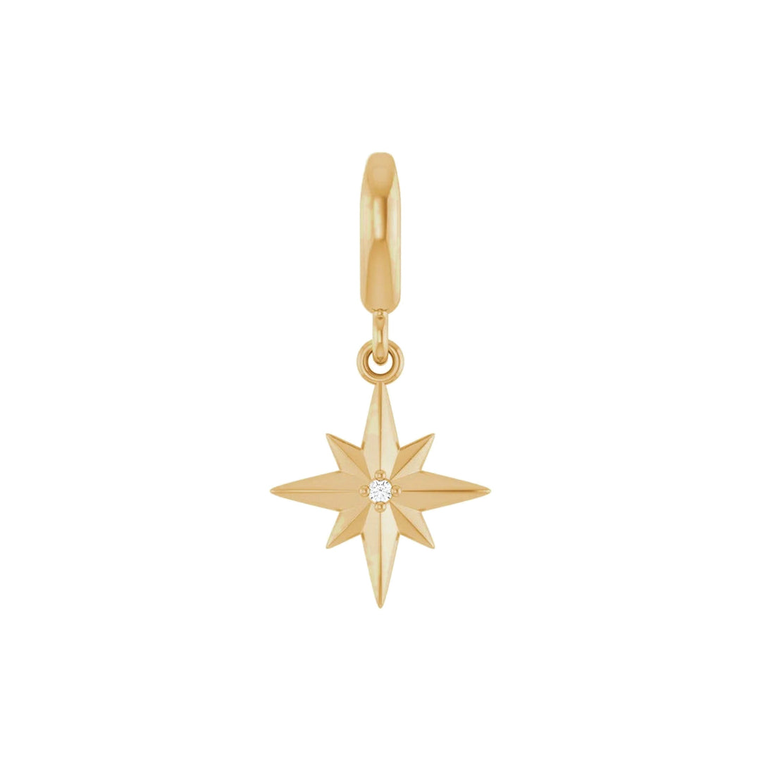 14K Round Natural Diamond North Star Charm Front View-Embark Fine Jewelry