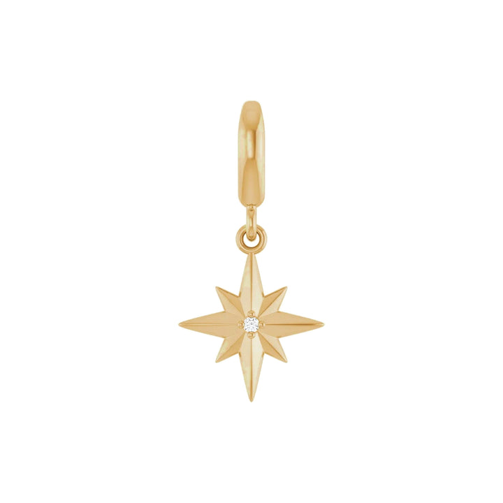 14K Round Natural Diamond North Star Charm Front View-Embark Fine Jewelry