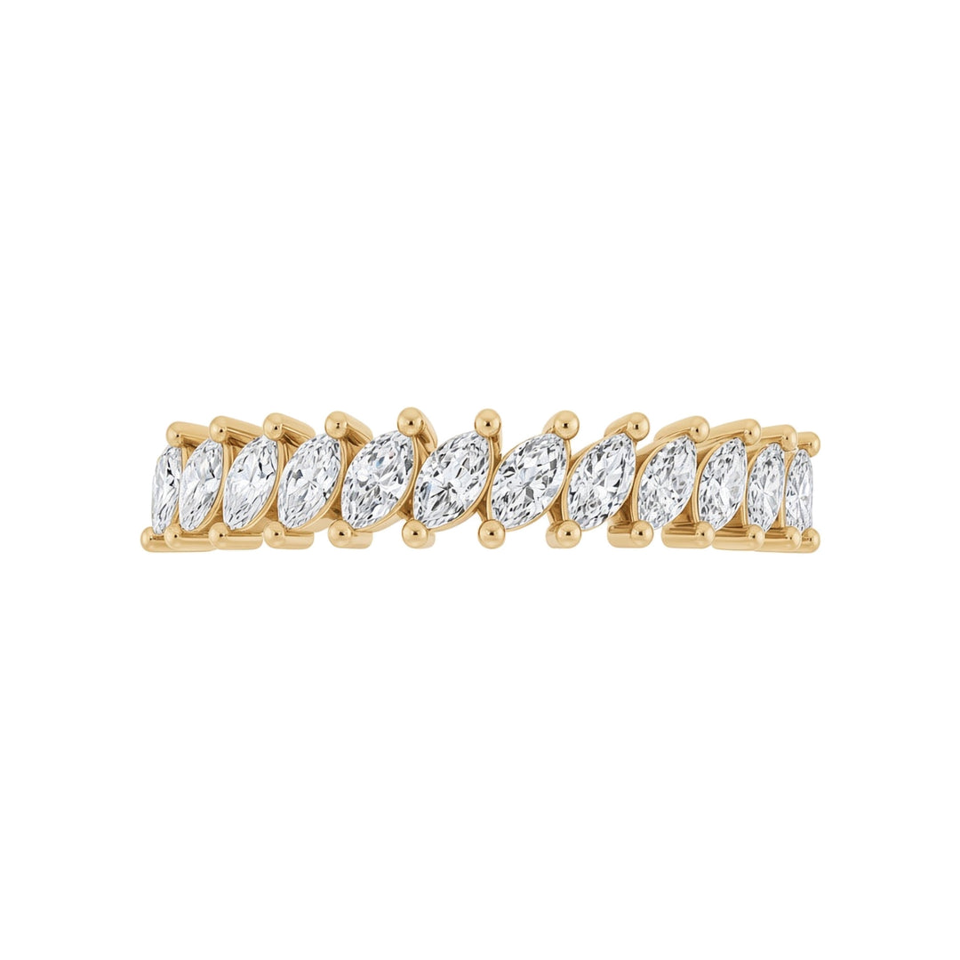 14K Slanted Marquise Diamond Anniversary Band – 14K Yellow Gold – Front View