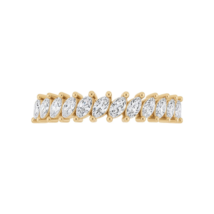 14K Slanted Marquise Diamond Anniversary Band – 14K Yellow Gold – Front View