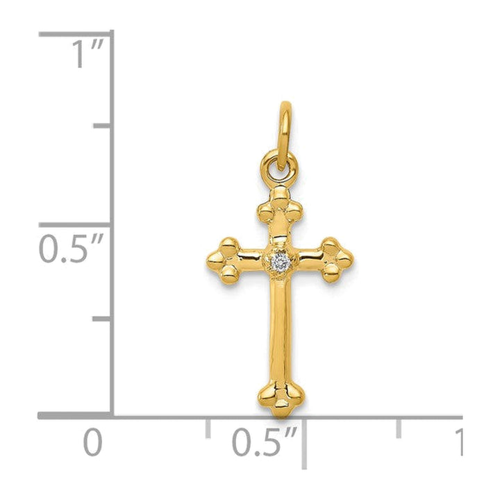14K Small Diamond Budded Cross Pendant-Embark Fine Jewelry