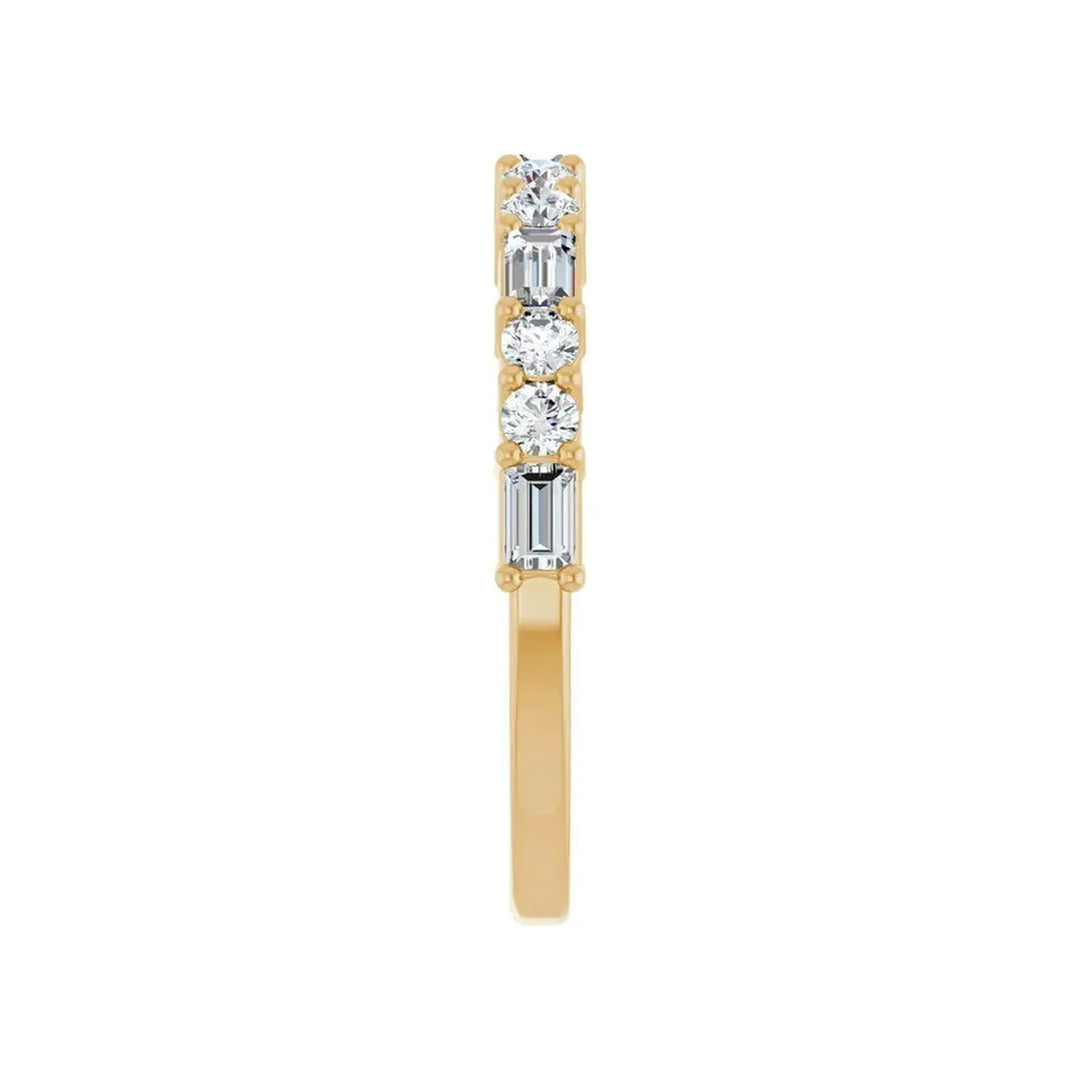 14K Straight Baguette &amp; Double Round Diamond Anniversary Band-Embark Fine Jewelry