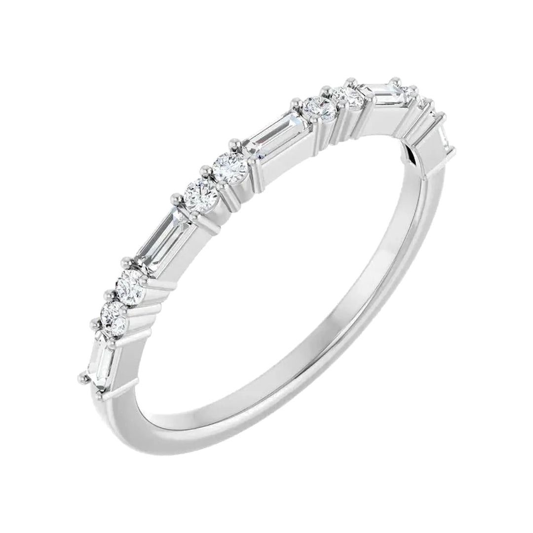 14K Straight Baguette &amp; Double Round Diamond Anniversary Band-Embark Fine Jewelry