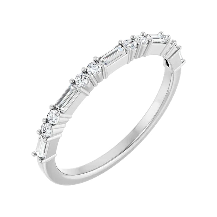 14K Straight Baguette &amp; Double Round Diamond Anniversary Band-Embark Fine Jewelry