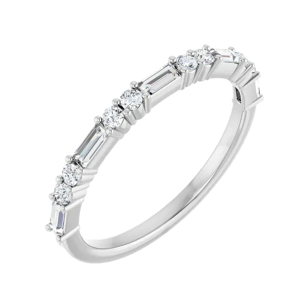 14K Straight Baguette &amp; Double Round Diamond Anniversary Band-Embark Fine Jewelry