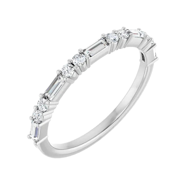 14K Straight Baguette &amp; Double Round Diamond Anniversary Band-Embark Fine Jewelry