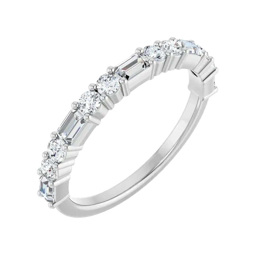 14K Straight Baguette &amp; Double Round Diamond Anniversary Band-Embark Fine Jewelry