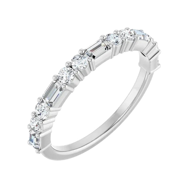 14K Straight Baguette &amp; Double Round Diamond Anniversary Band-Embark Fine Jewelry